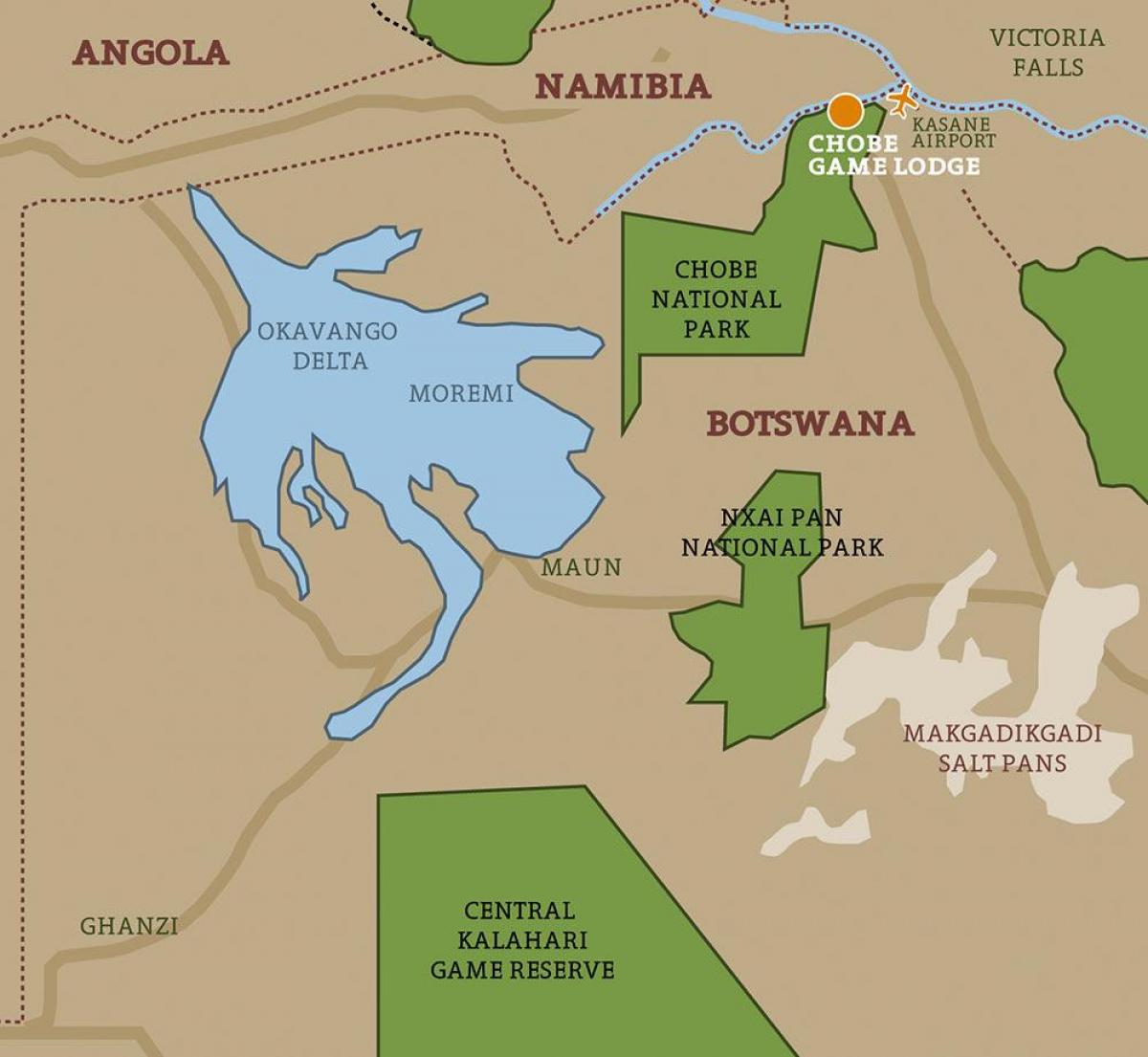 bản đồ của Botswana bản đồ công viên quốc gia