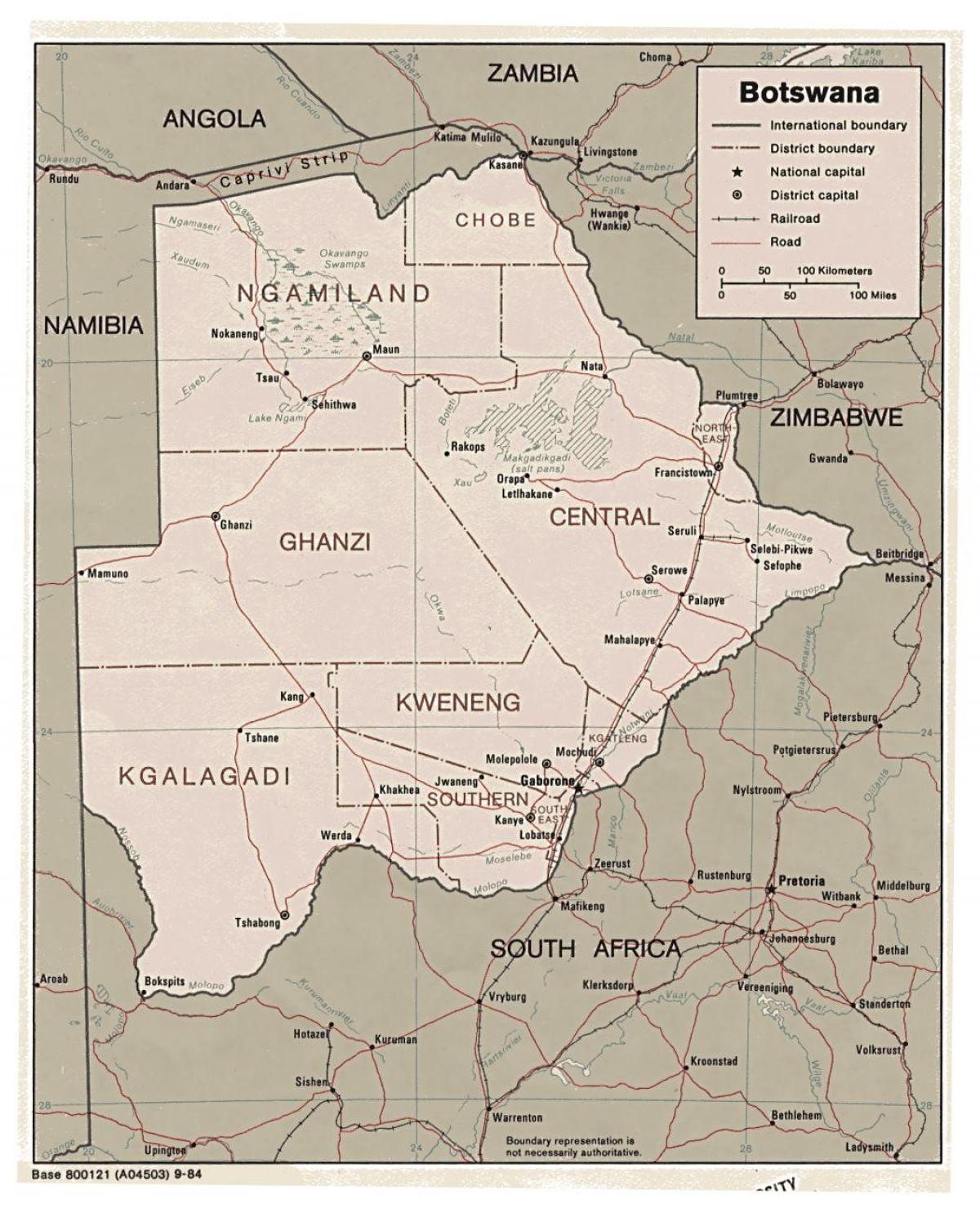 chi tiết và bản đồ của Botswana