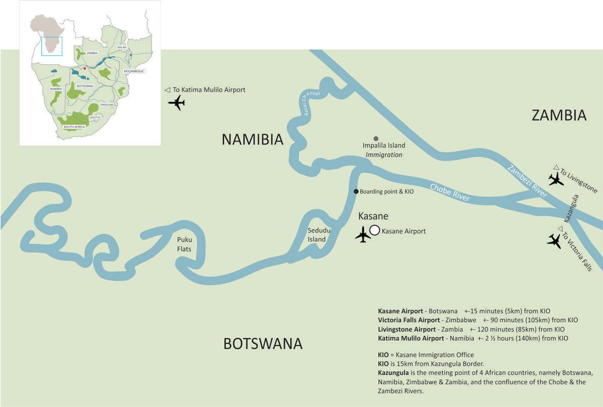 bản đồ của kasane Botswana