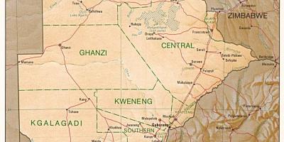 Bản đồ của Botswana đang ở thị trấn và làng mạc
